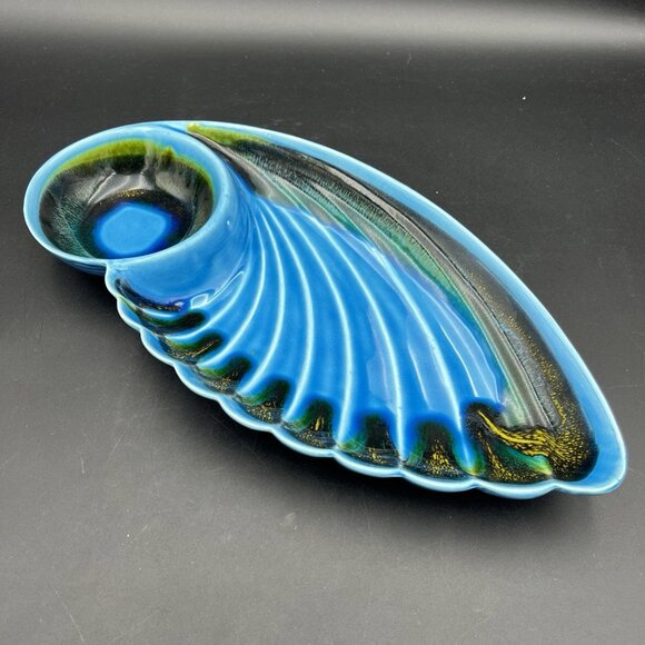 Nasco Santa Anita Ware Sierra Chip n' Dip Bowl Blue Vintage California USA R-134 - Picture 1 of 16